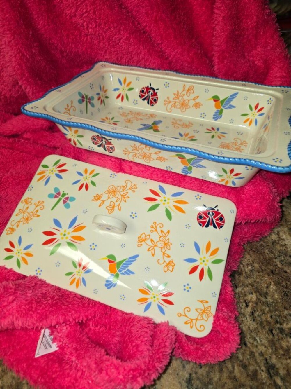 Temp-tations 1.5qt Casserole Dish & Oven Proof Lid - Seasonal Garden NEW - Picture 3 of 4